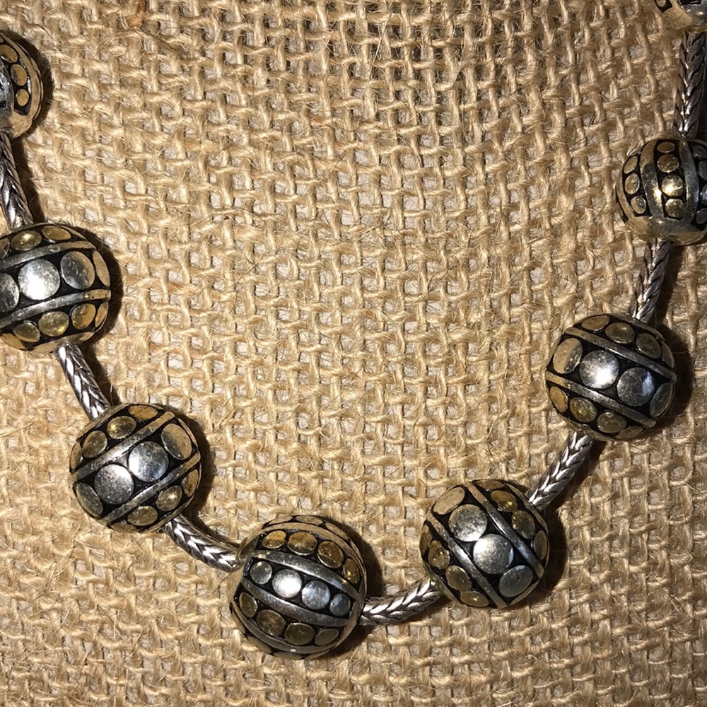 BRIGHTON TEMPLE BEAD 2 Tones Silver Gold NECKLACE - Picture 5 of 7